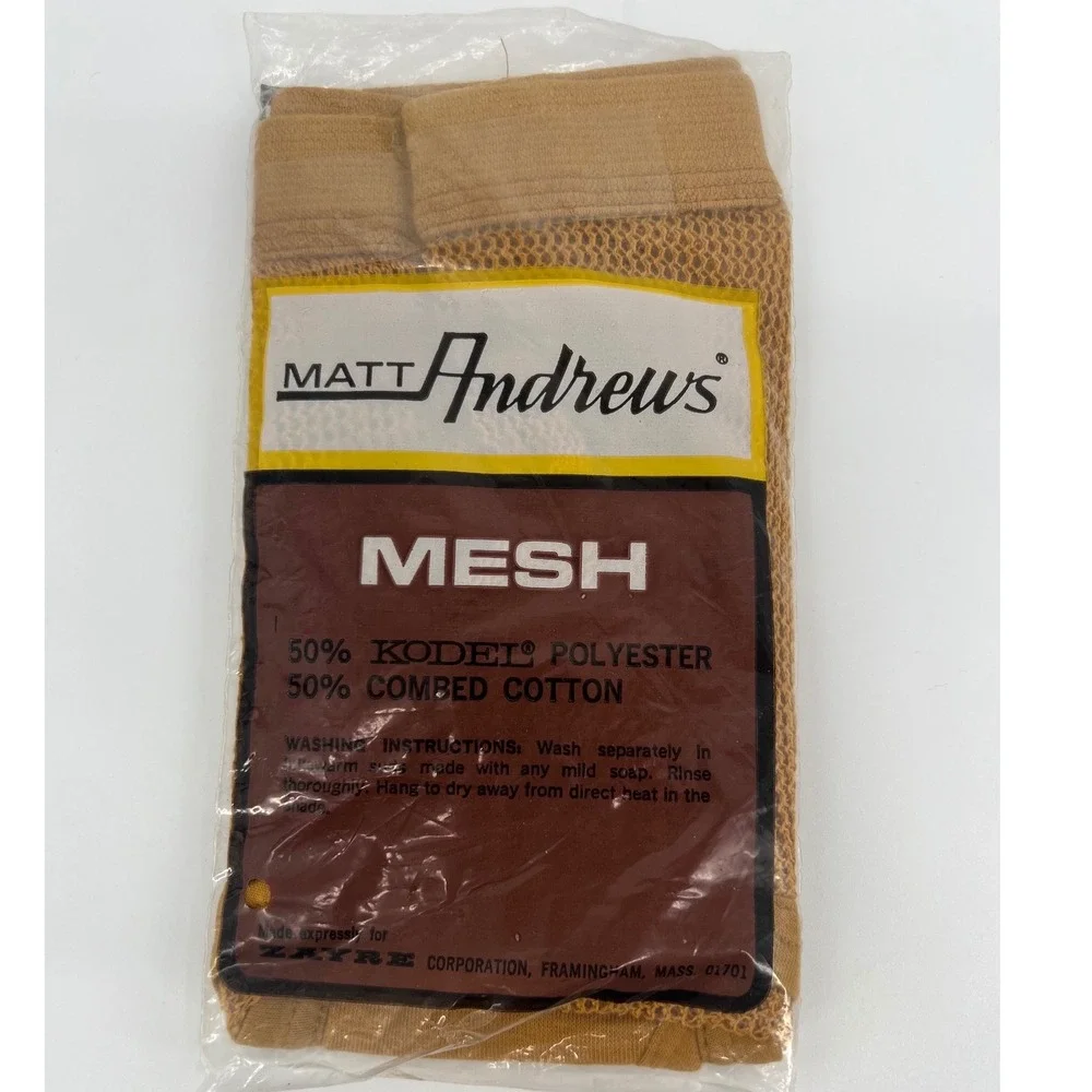 Rare 70s Matt Andrews Mesh Fishnet Men's Briefs Small Tan Deadstock Zayre NOS